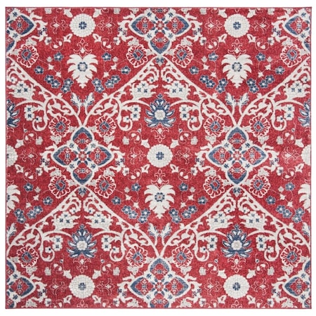 Safavieh 7 x 7 ft. Brentwood Transitional Power Loomed Square Area Rug, Red & Ivory BNT894R-7SQ